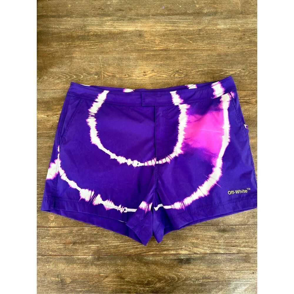 NWT- Off White Tie Dye Sunrise Swimming Suit, purple/lime
